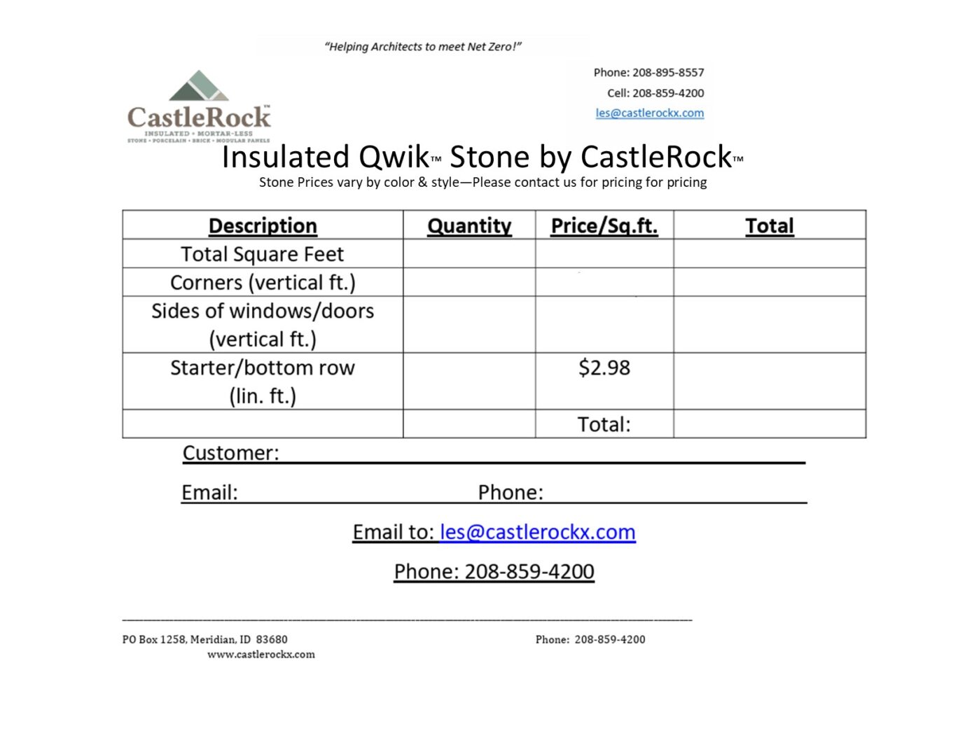 Stone Order Form